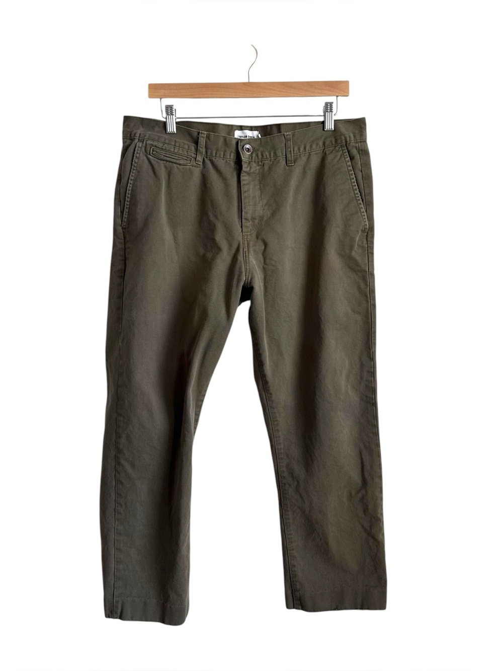 Taylor Stitch Democratic Jeans Olive Green Mens Size 35 Straight Leg Chino Pants